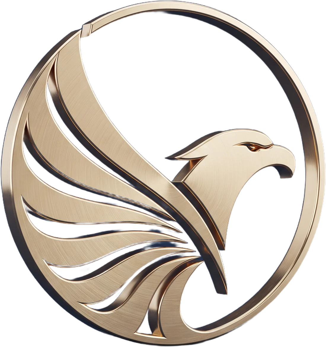 The Golden Eagle emblem as an object in brushed champagne gold